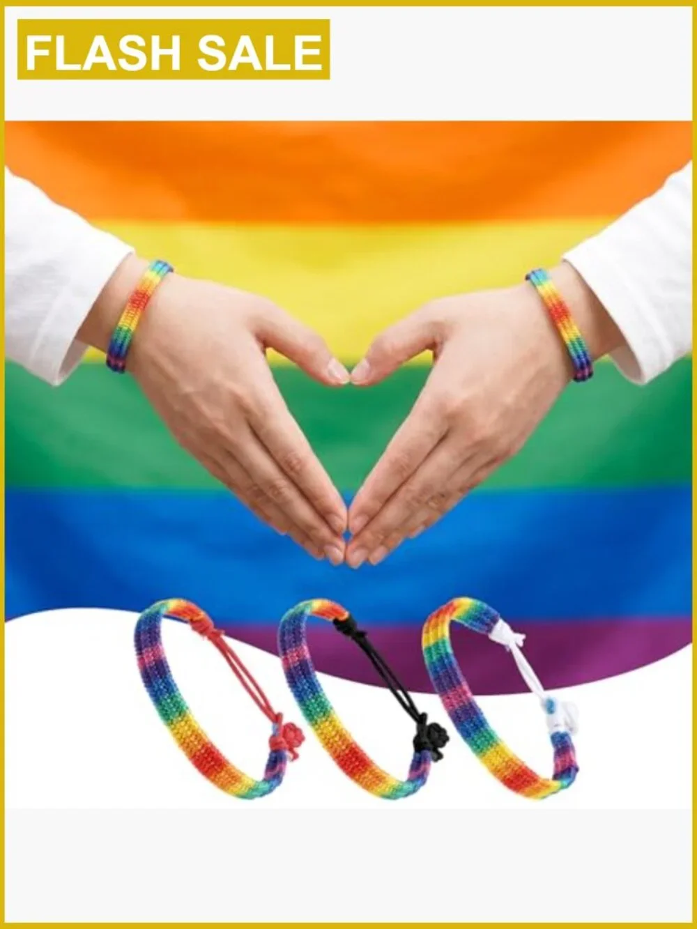 12-Pack Adjustable Woven Friendship Bracelets Pride Inclusion